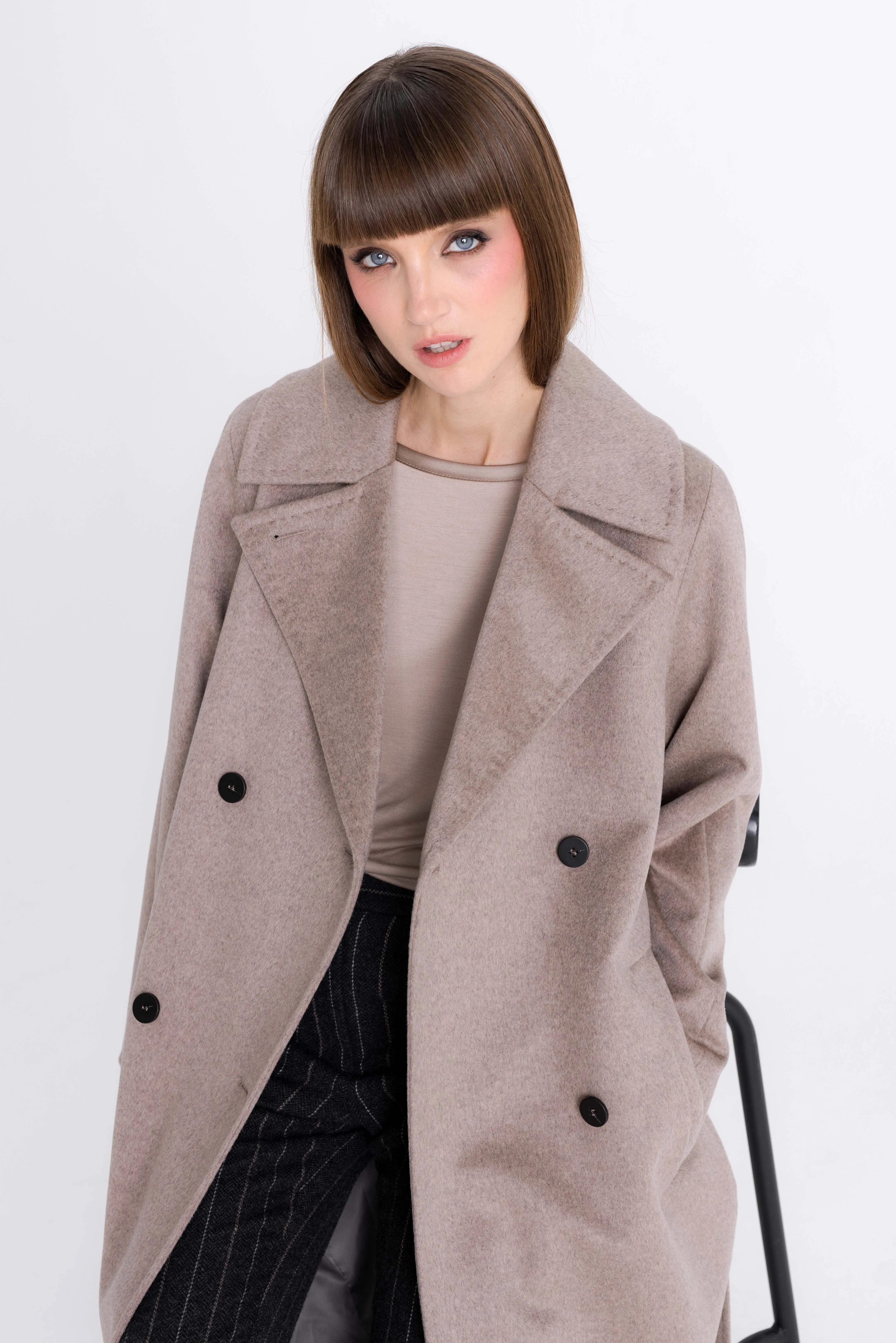 CAPPUCCINO BELTED WOOL COAT