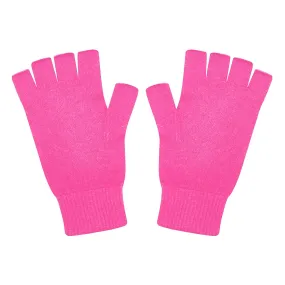 Cashmere Fingerless Gloves in Hot Pink