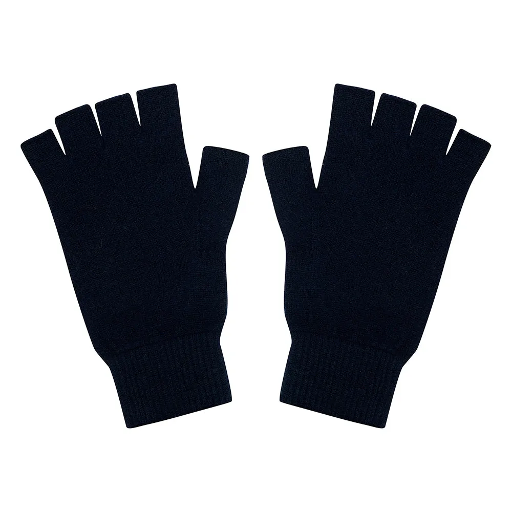 Cashmere Fingerless Gloves in Navy