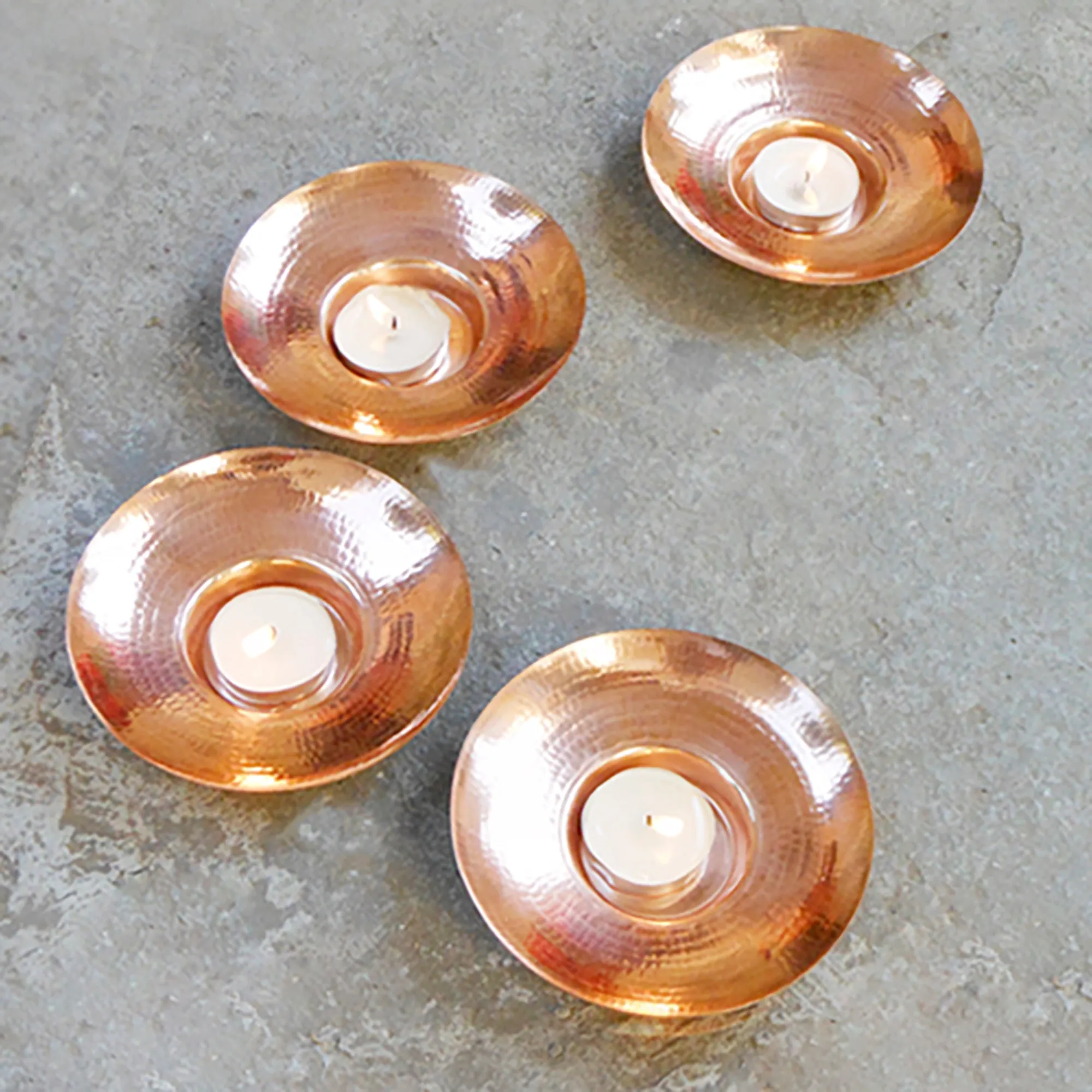 Circle of Light - Copper Tea Light Holder (Single Piece)