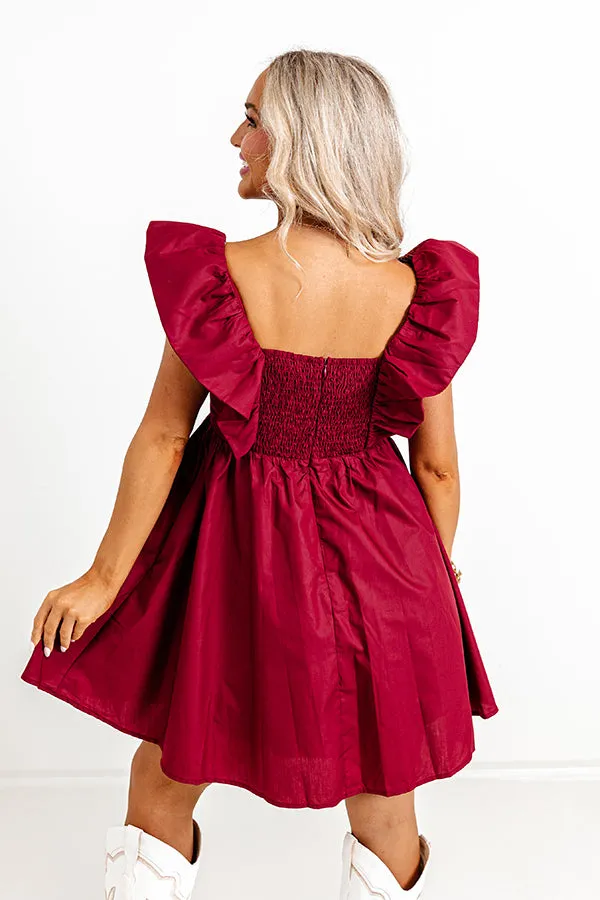 Cityscape Splendor Babydoll Dress In Wine