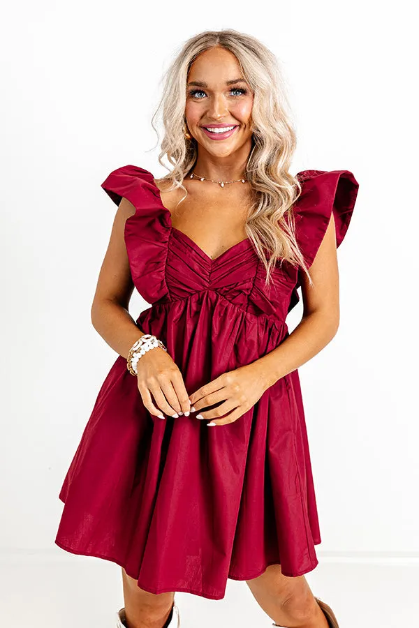 Cityscape Splendor Babydoll Dress In Wine