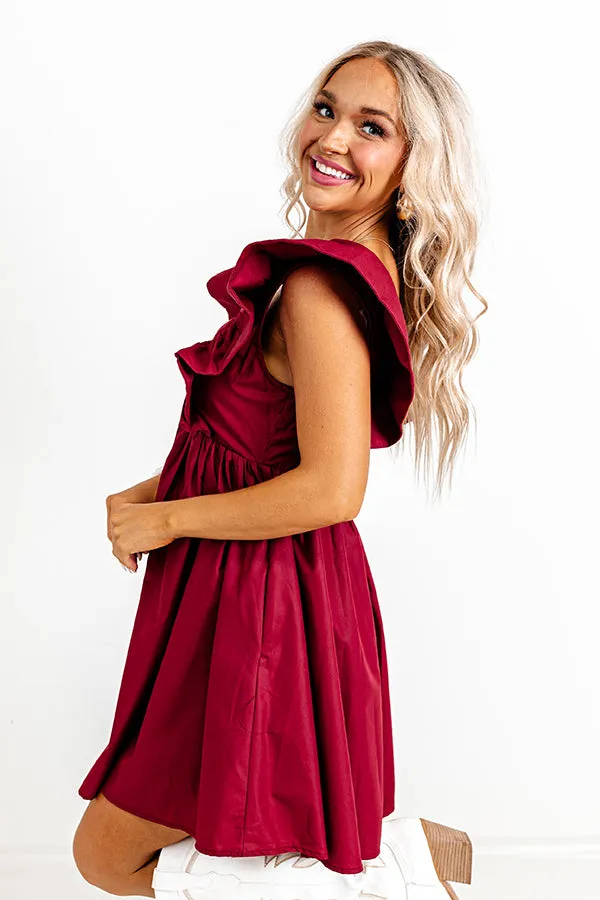 Cityscape Splendor Babydoll Dress In Wine