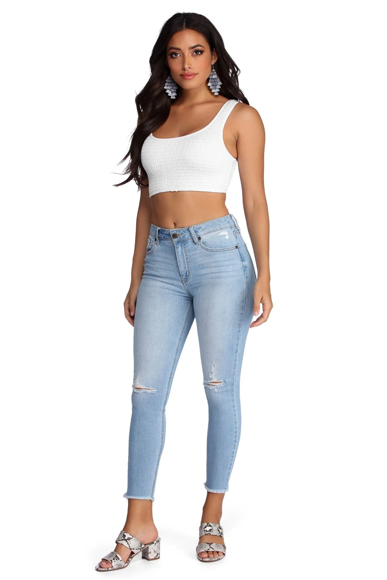 Clara High Rise Frayed Hem Jeans