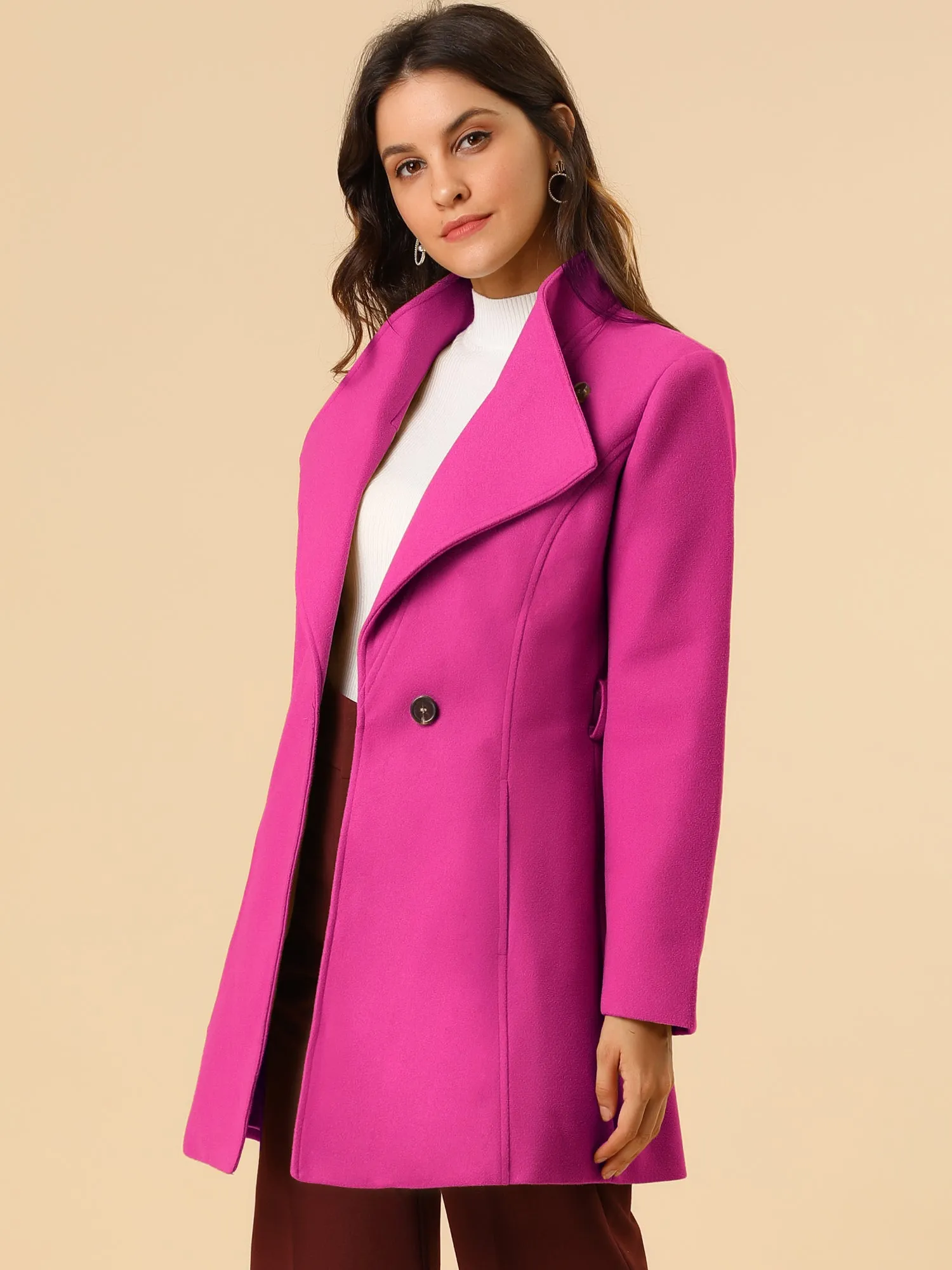 Classic Stand Collar Long Sleeve Winter Belted Coat