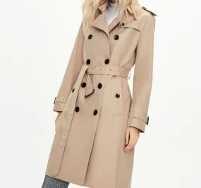 Clothing Women Mid-Length Double-Breasted Khaki British Coat Women Autumn Winter Women Clothing Plus Size