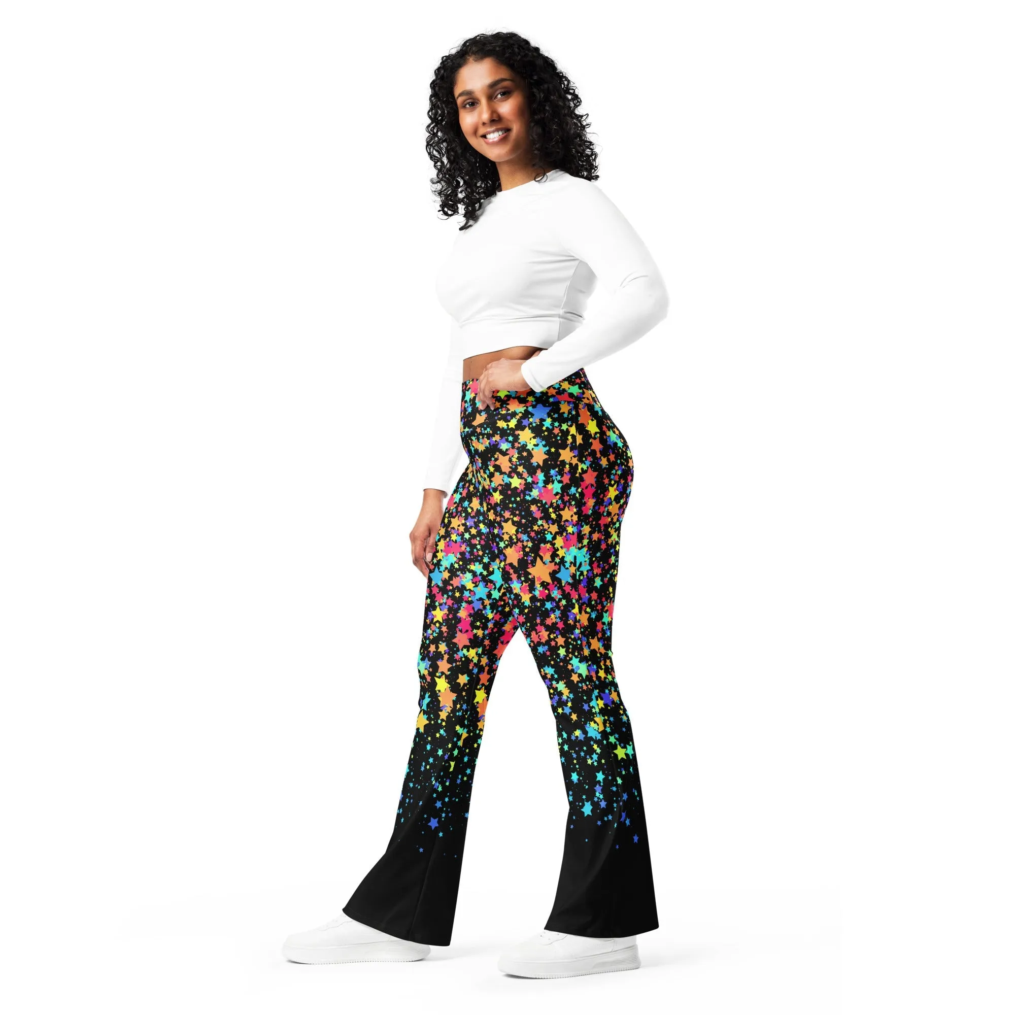 Colorful Gradient Stars Flare Leggings