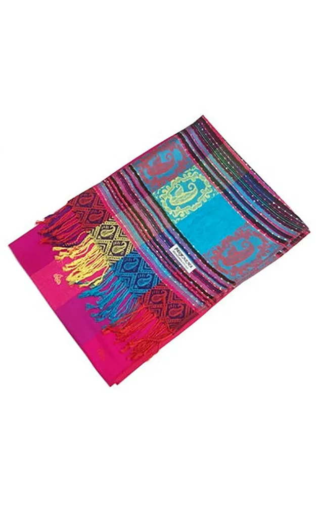 DBS056-3 Hot Pink Rainbow Colorful Pashmina Shawl Scarf