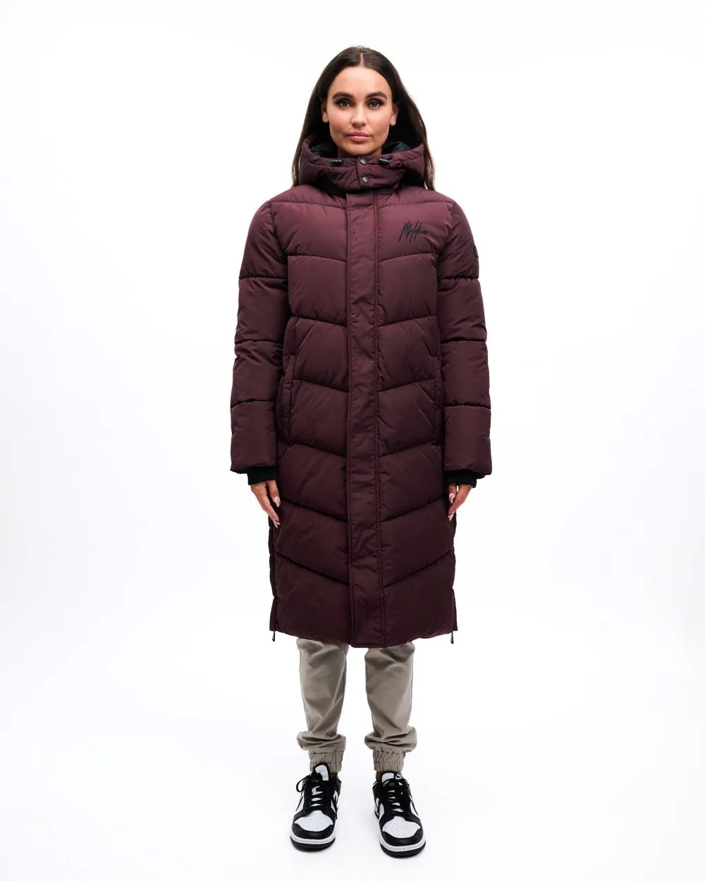 Diagonal Brand Coat - Bordeaux