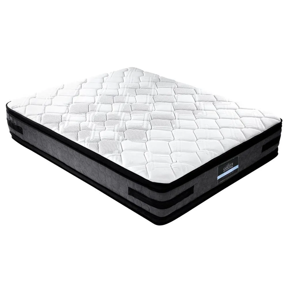 Double Premium Package | Trinity Bed Frame Charcoal, Luna Series Euro Top Mattress (Medium Firm) & Bamboo Mattress Topper!