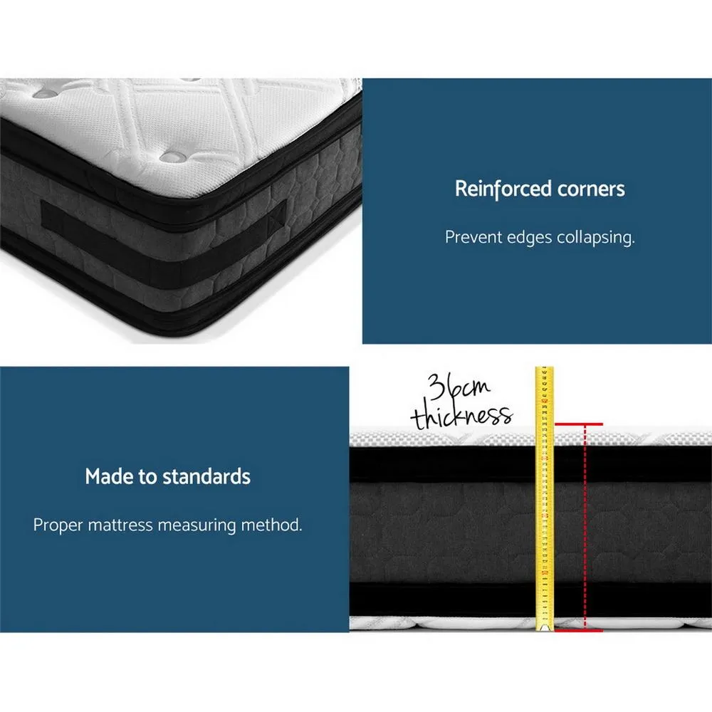 Double Premium Package | Trinity Bed Frame Charcoal, Luna Series Euro Top Mattress (Medium Firm) & Bamboo Mattress Topper!