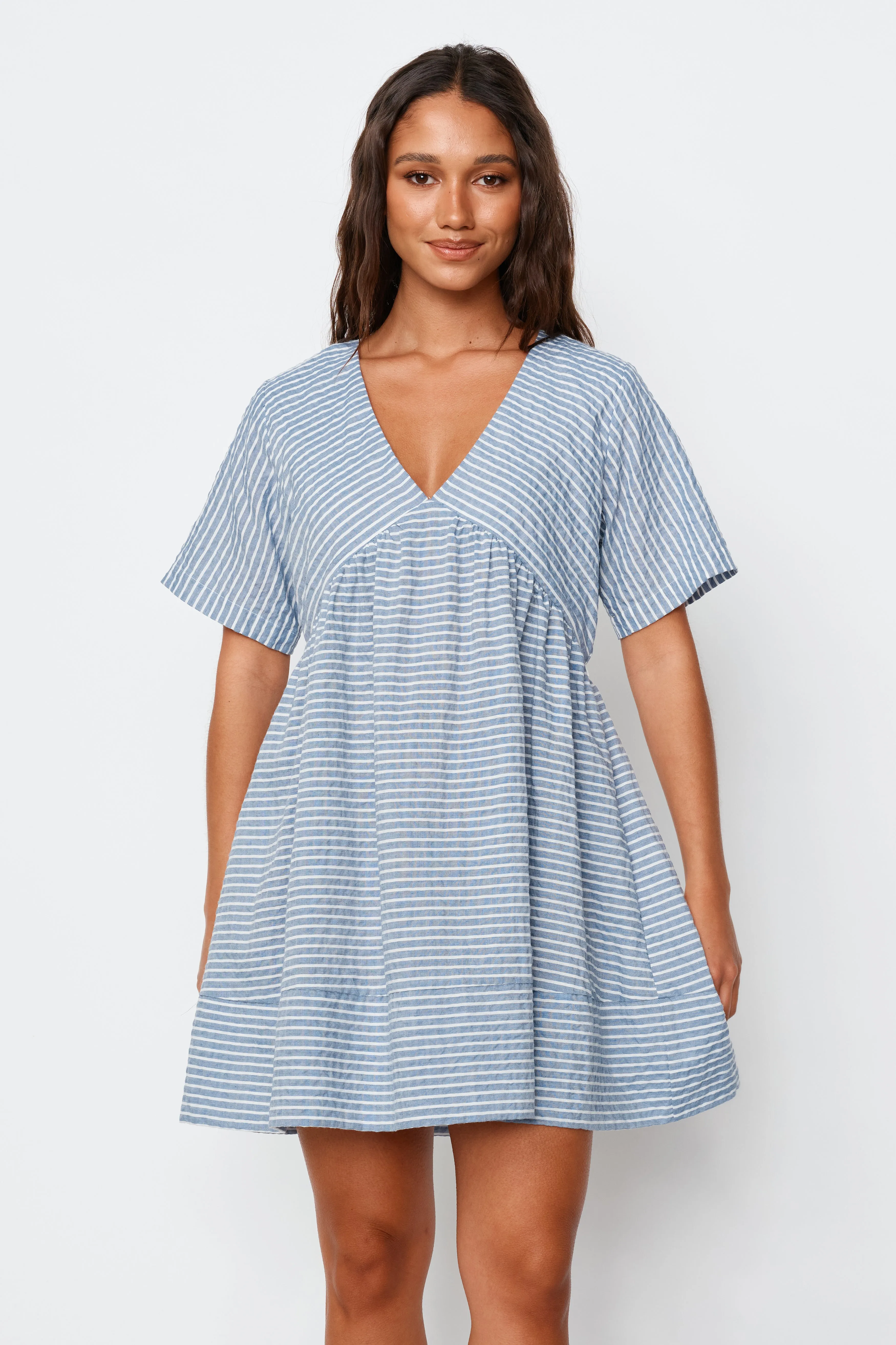 Dune Stripe Mini Dress - Blue / White