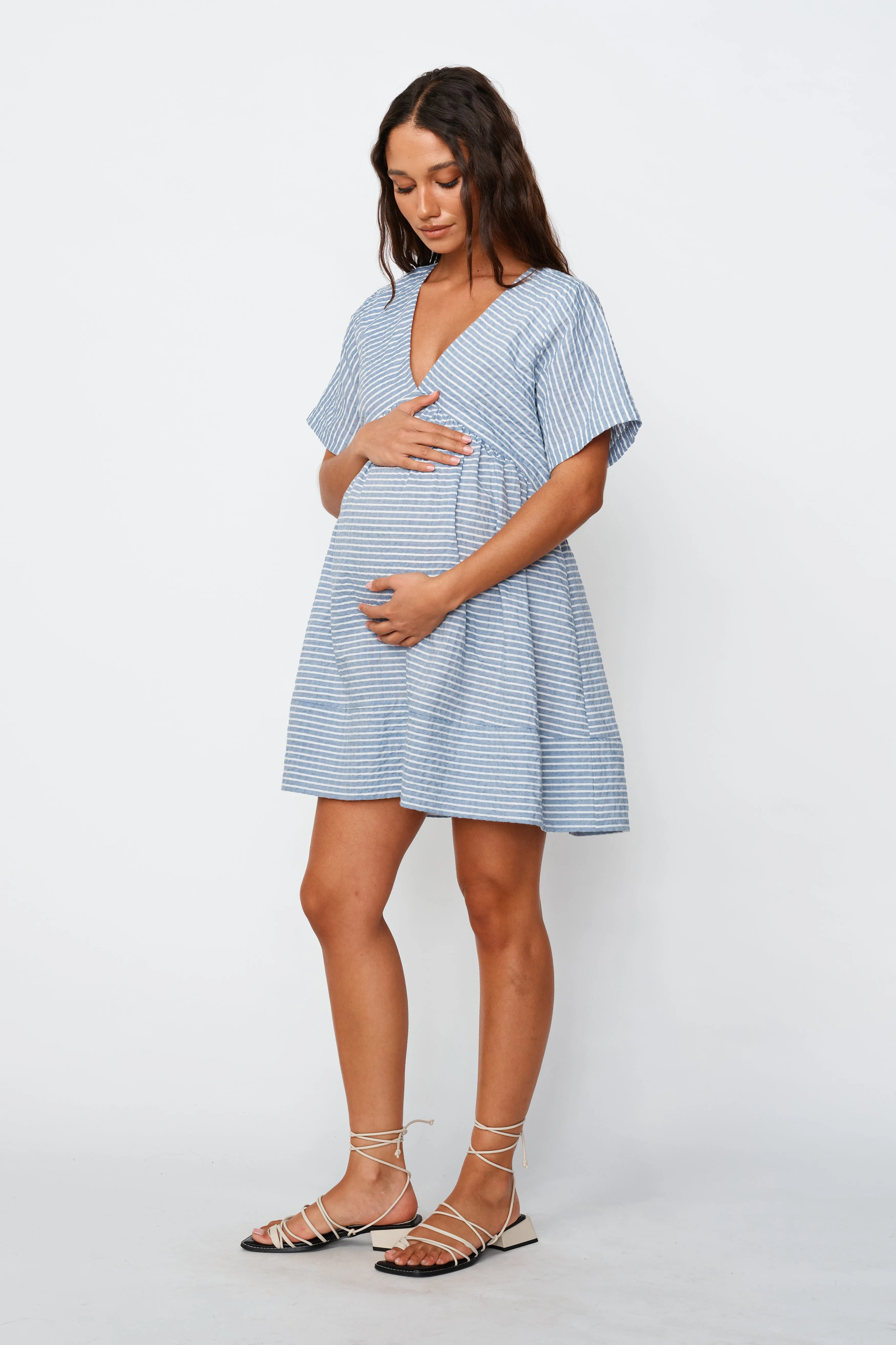 Dune Stripe Mini Dress - Blue / White