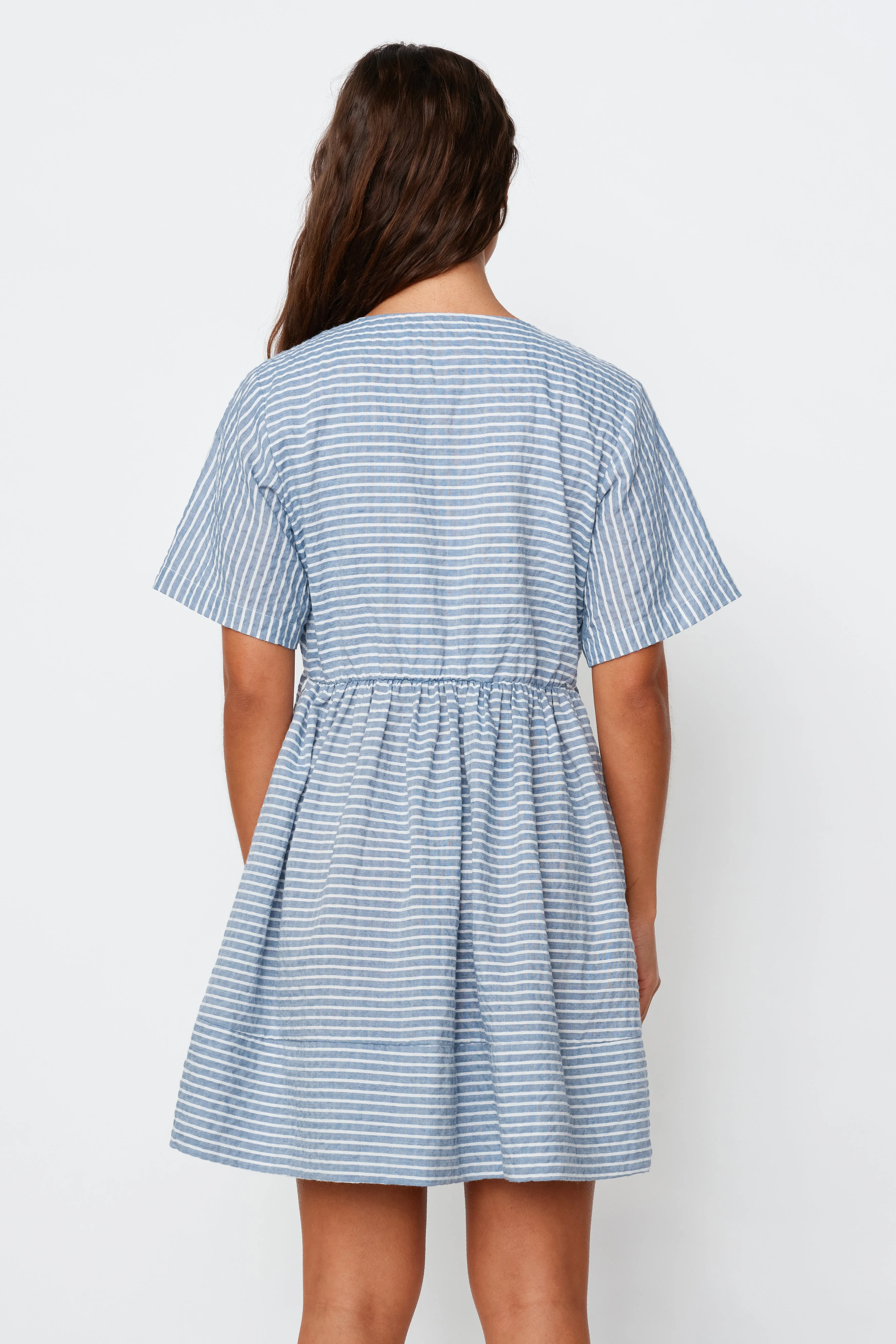 Dune Stripe Mini Dress - Blue / White