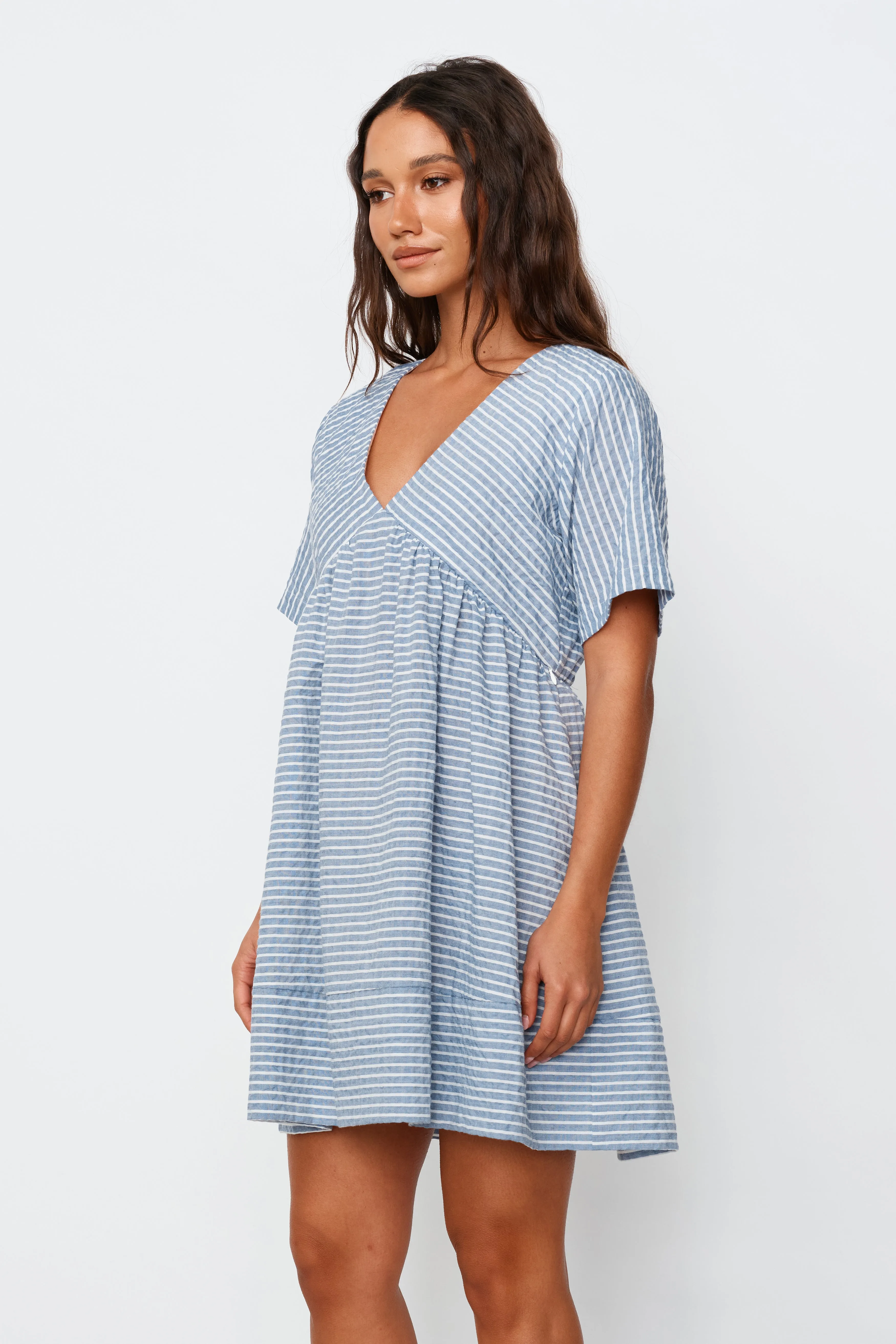 Dune Stripe Mini Dress - Blue / White