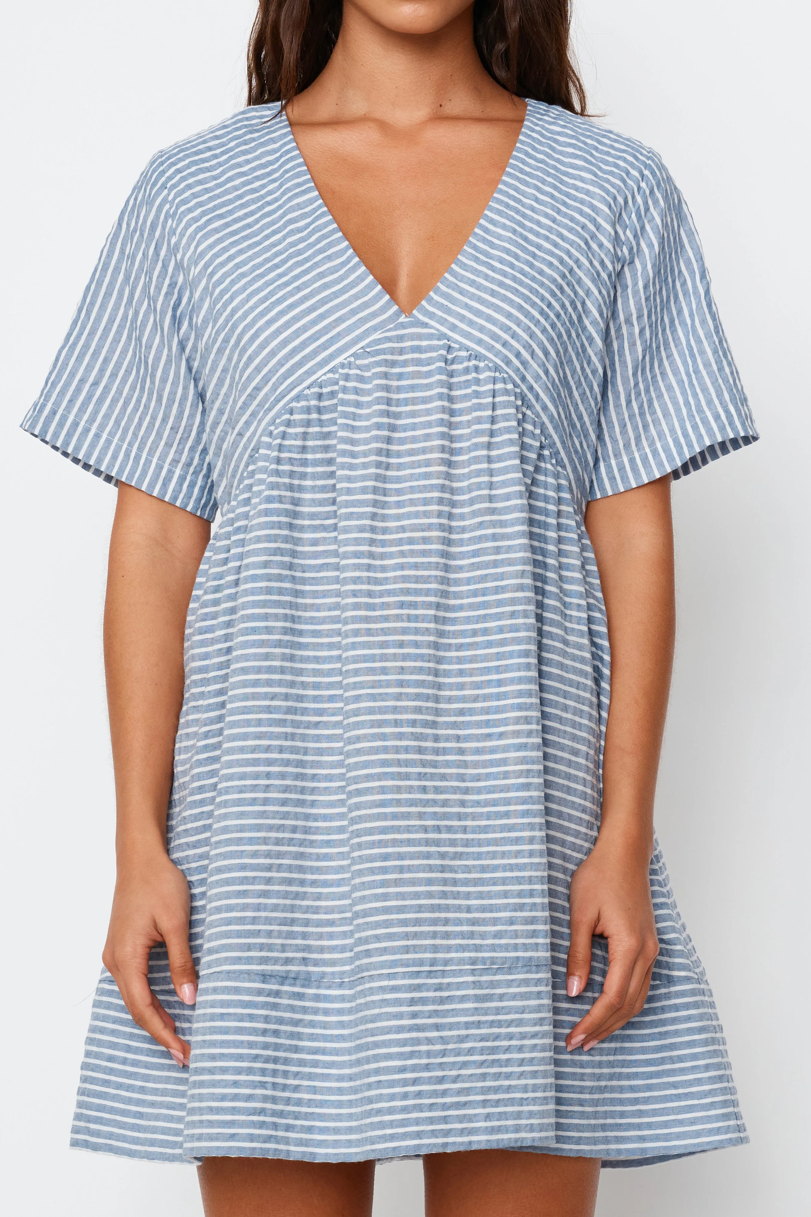 Dune Stripe Mini Dress - Blue / White