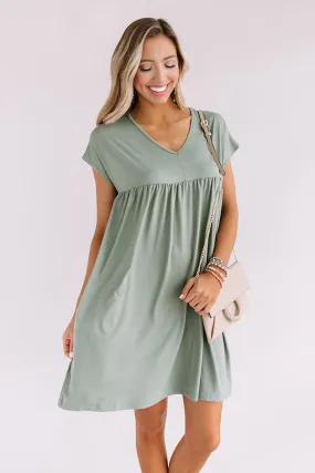 Dunes And Daydreams Babydoll Dress In Sage