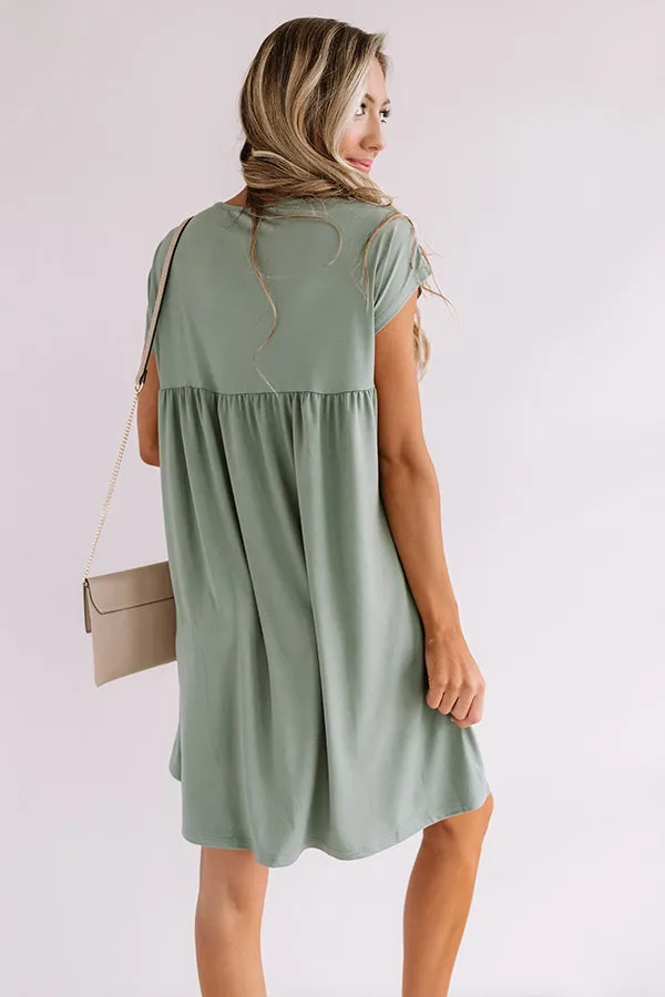 Dunes And Daydreams Babydoll Dress In Sage