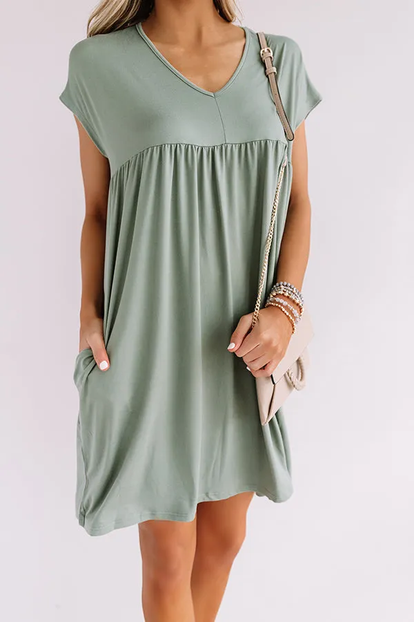 Dunes And Daydreams Babydoll Dress In Sage