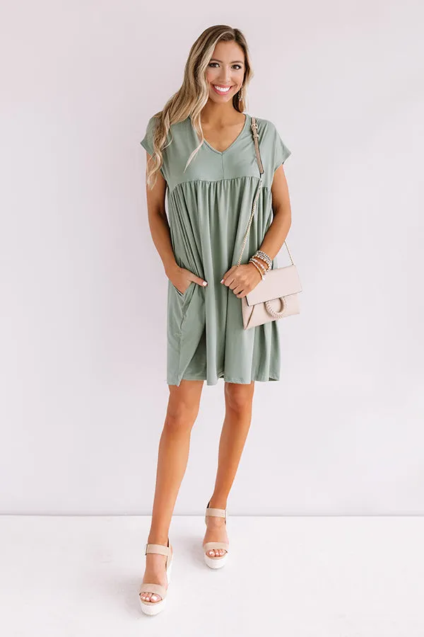 Dunes And Daydreams Babydoll Dress In Sage