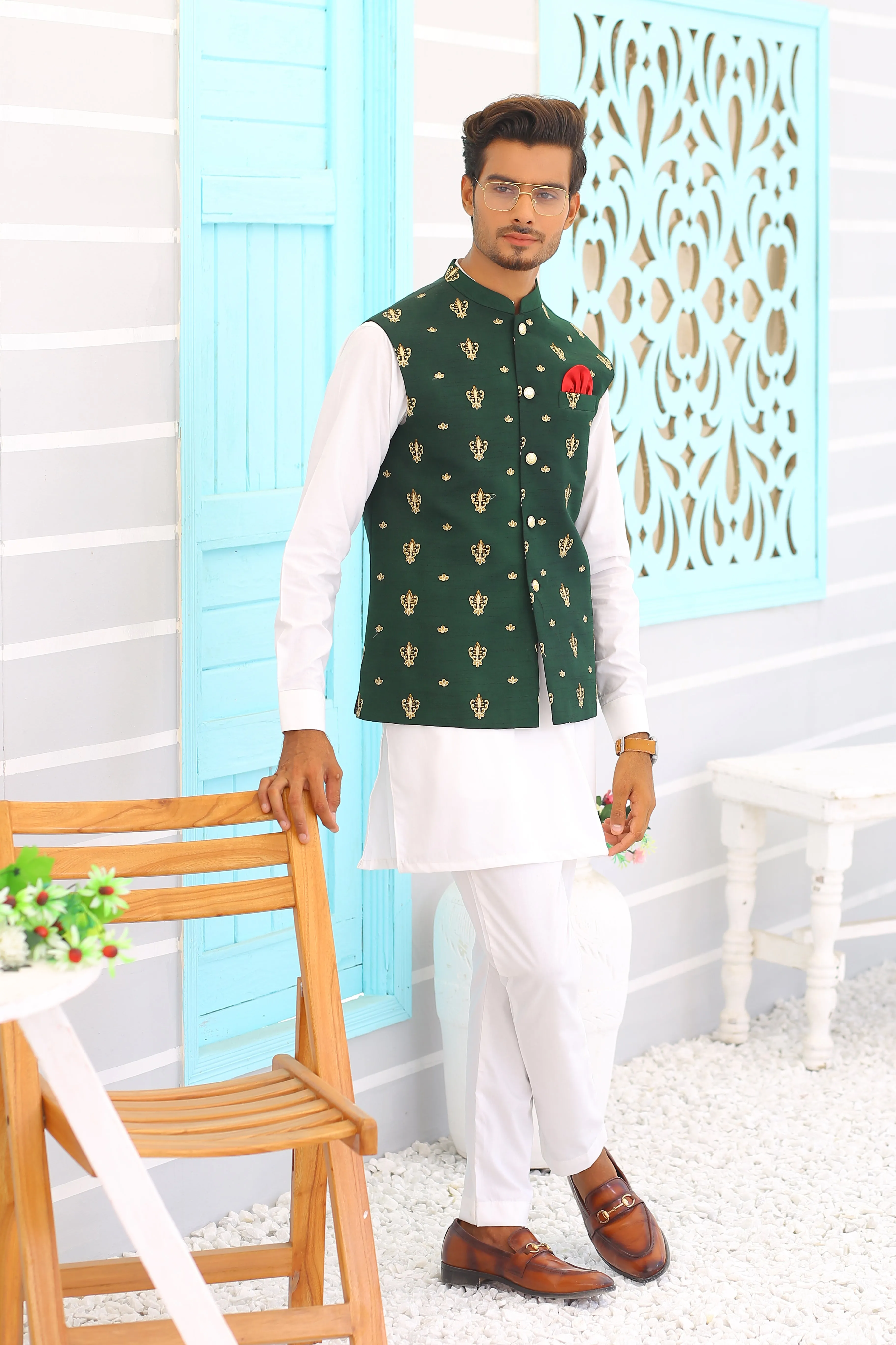 ER WC 1066 Green Waist Coat For Man Wedding