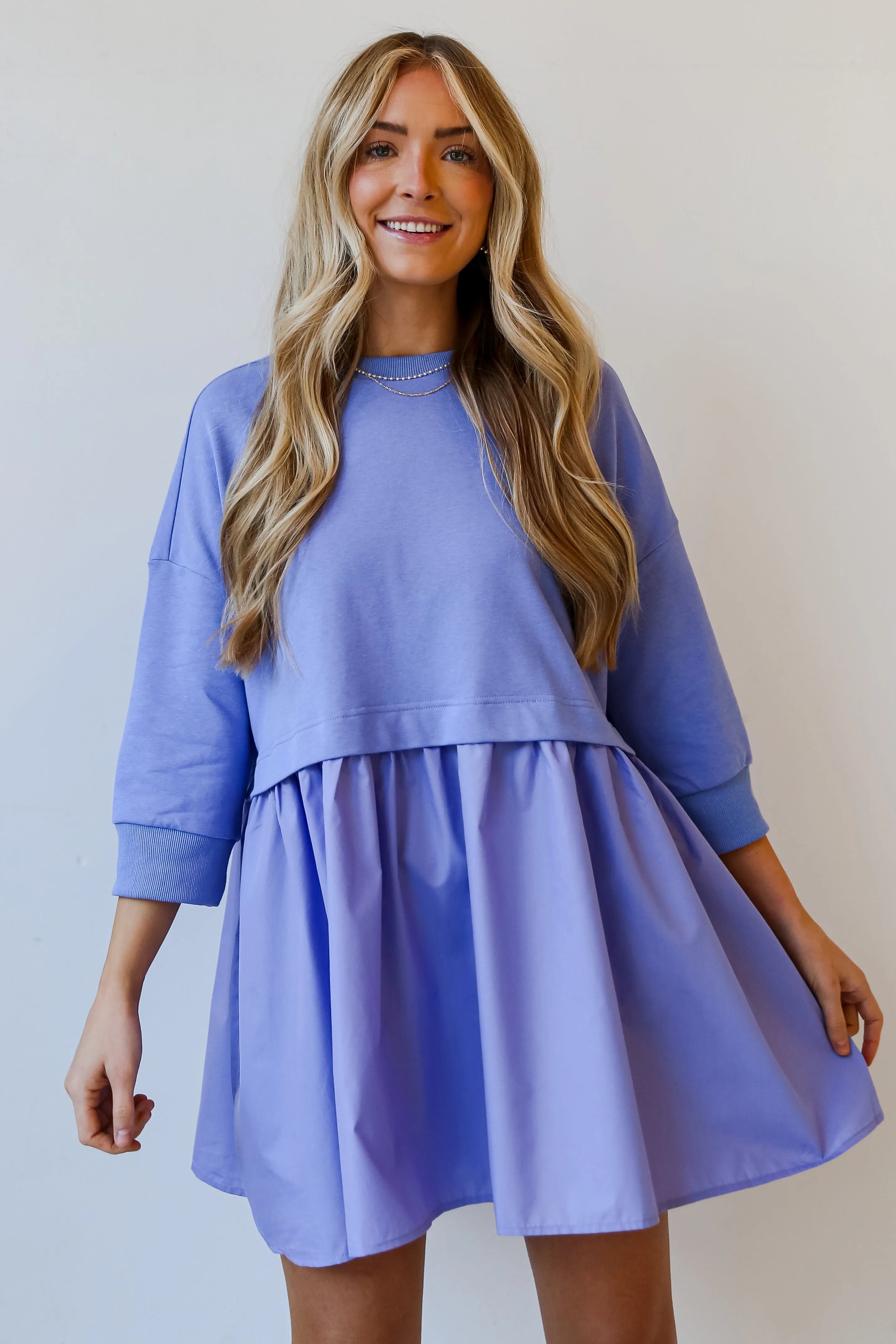 FINAL SALE - Pleasant Darling Periwinkle Sweatshirt Dress