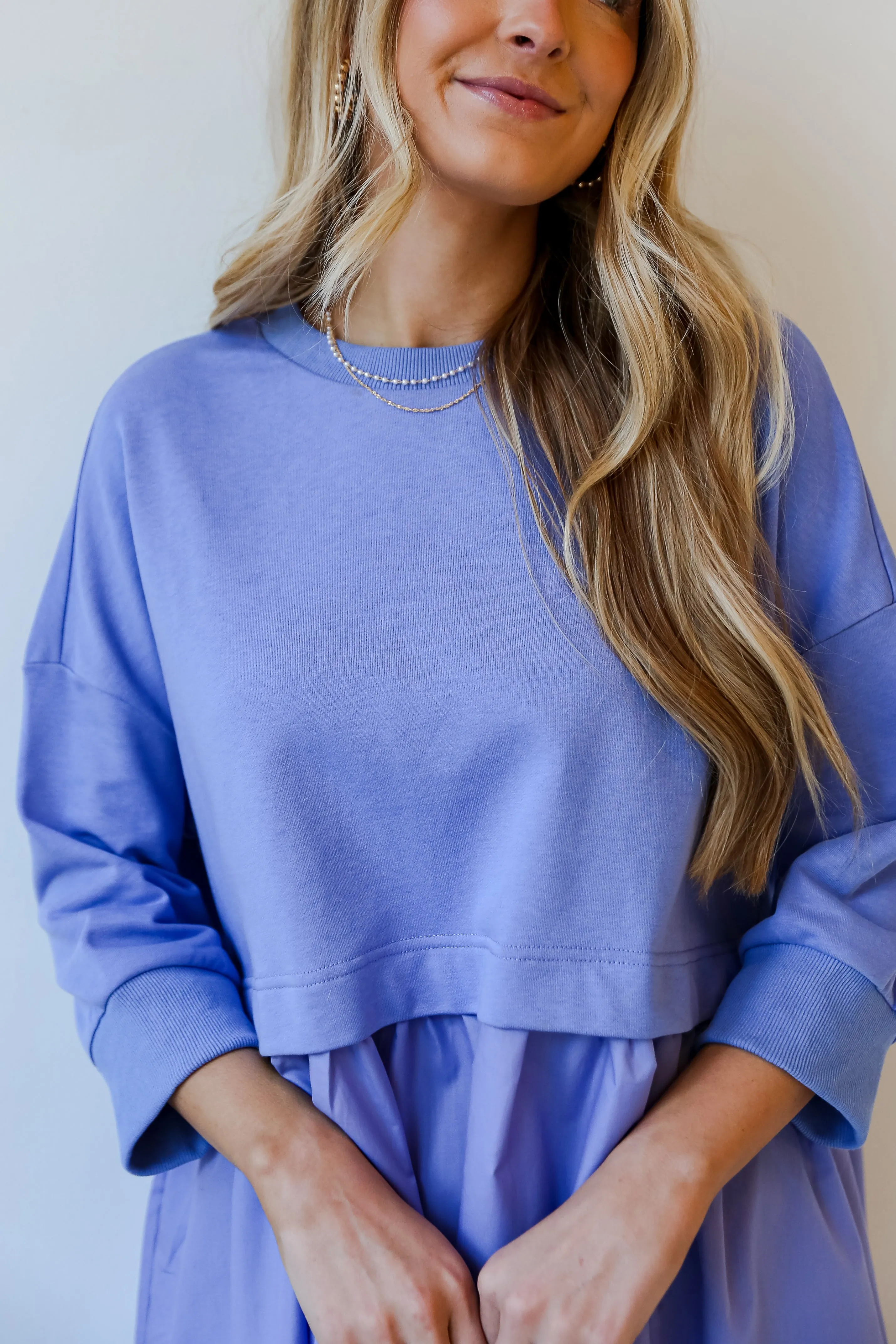 FINAL SALE - Pleasant Darling Periwinkle Sweatshirt Dress