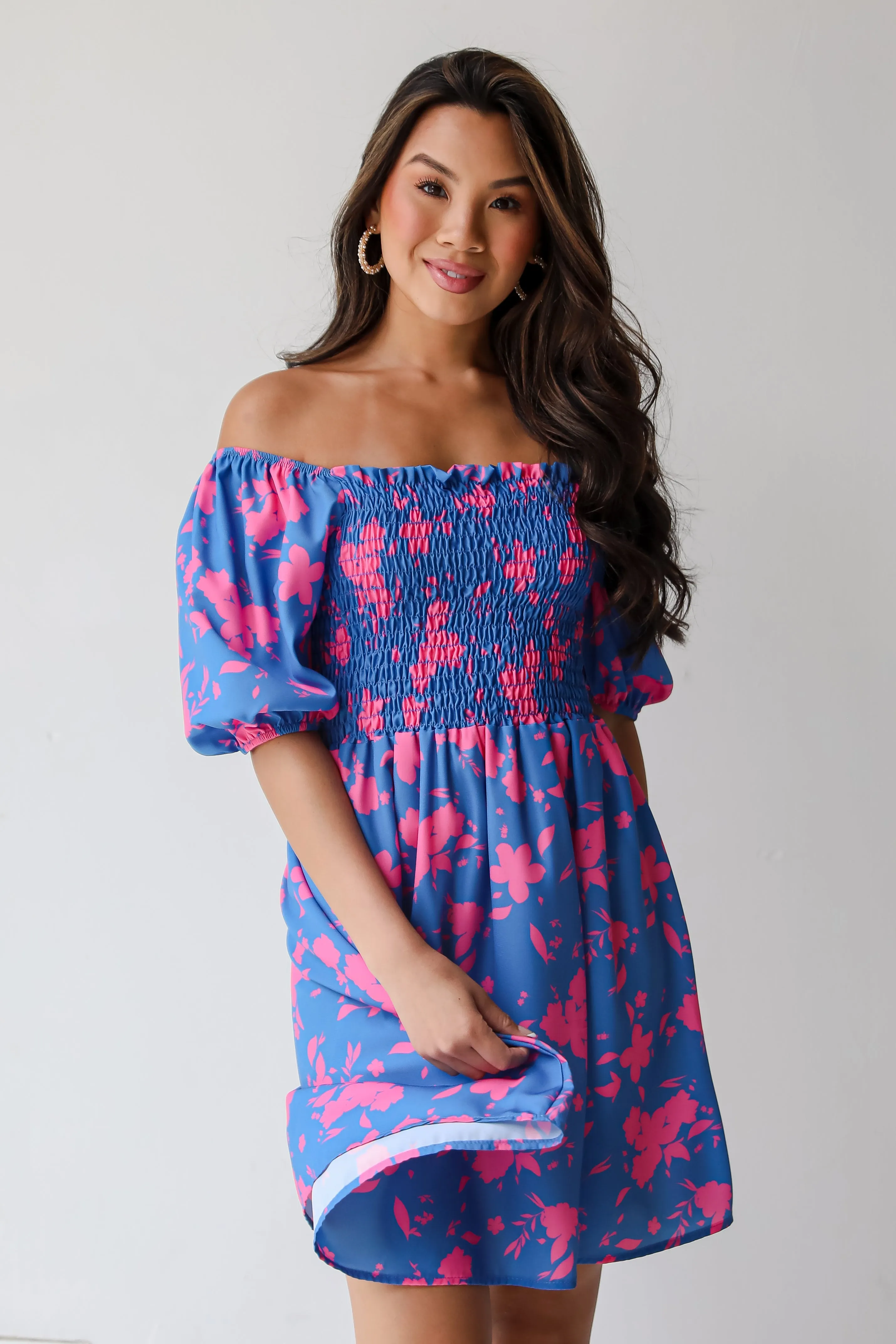 FINAL SALE - Sweetly Vibing Blue Floral Mini Dress