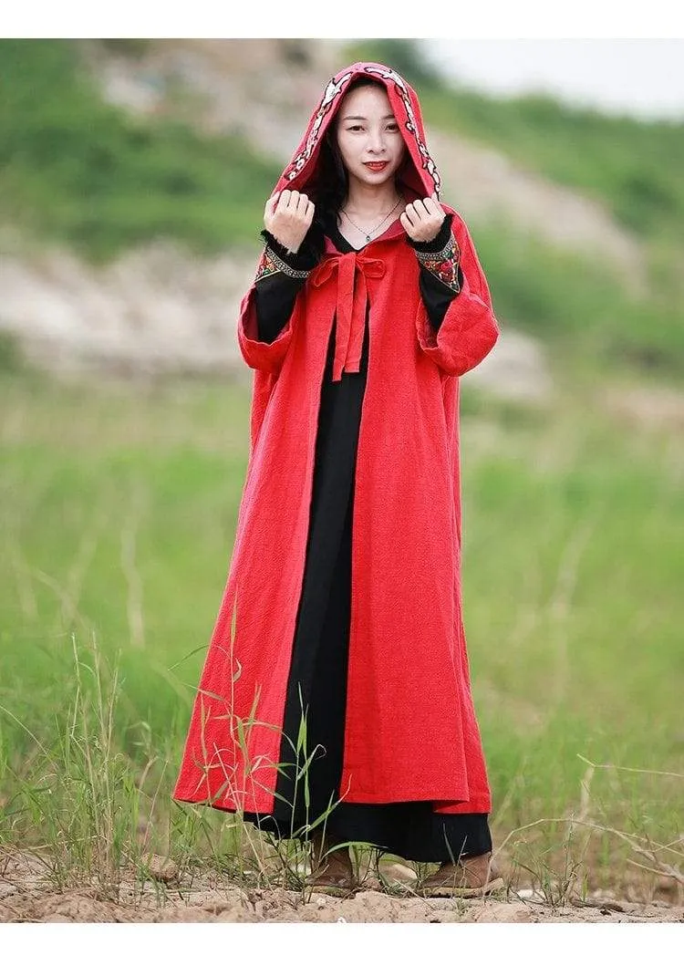 Fleur De Printemps Hooded Embroidered Cloak