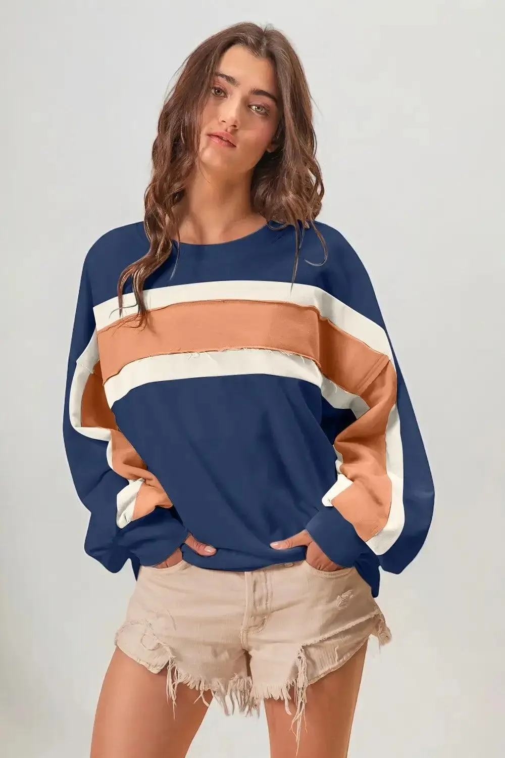 French Terry Color Block Sweatshirt