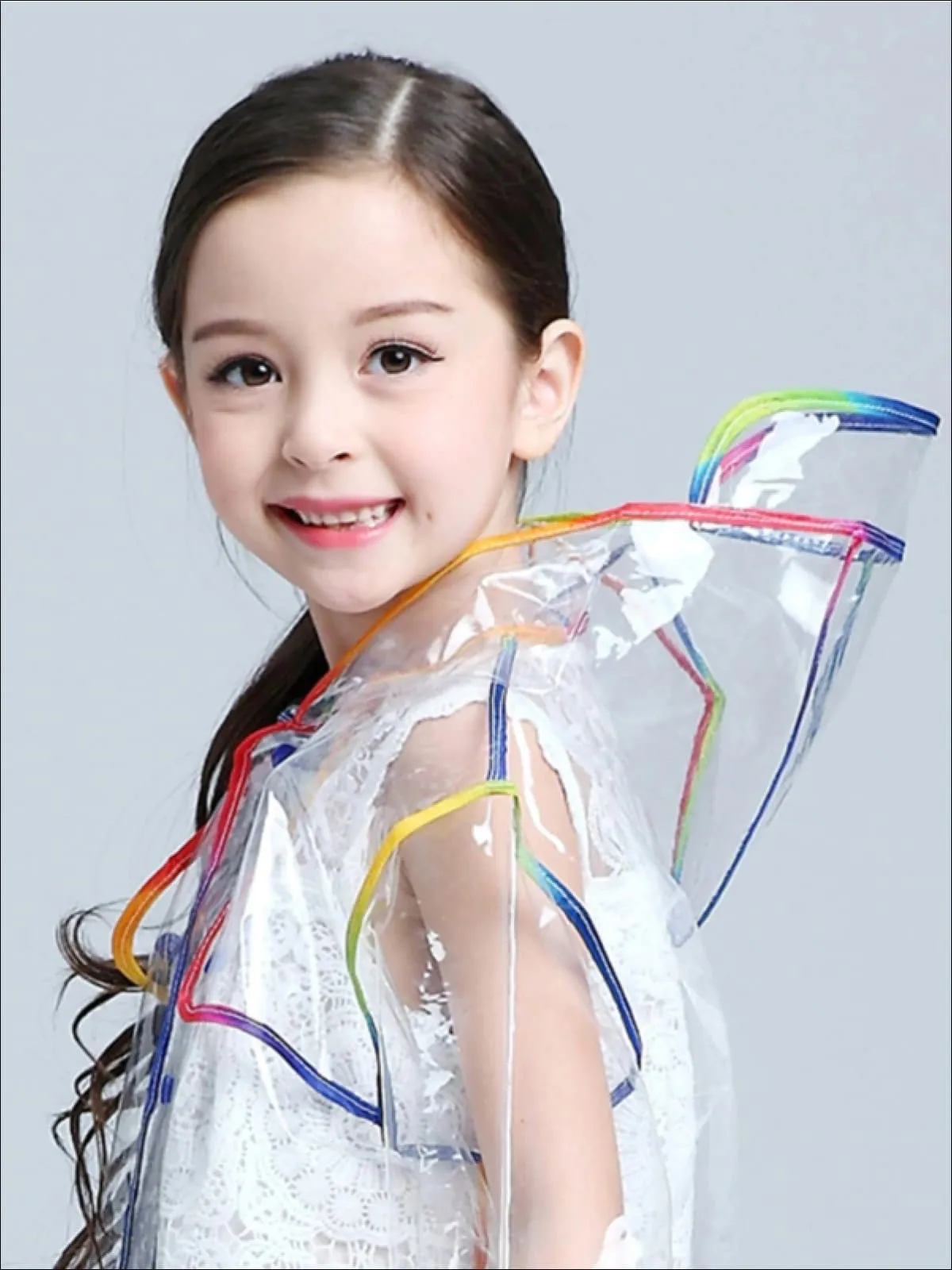 Girls Transparent Rainbow Raincoat