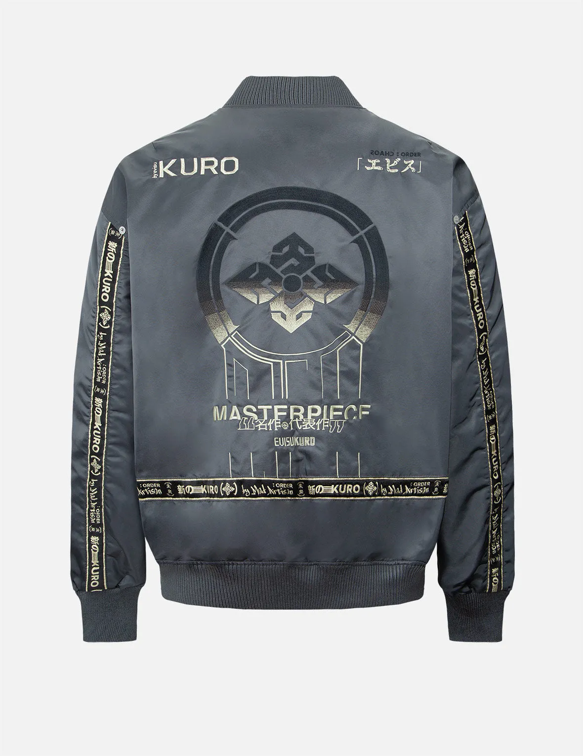 Gradient Kamon Embroidery Bomber Jacket