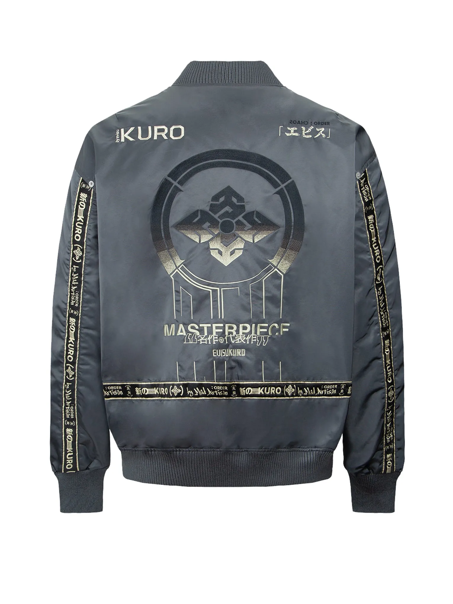 Gradient Kamon Embroidery Bomber Jacket