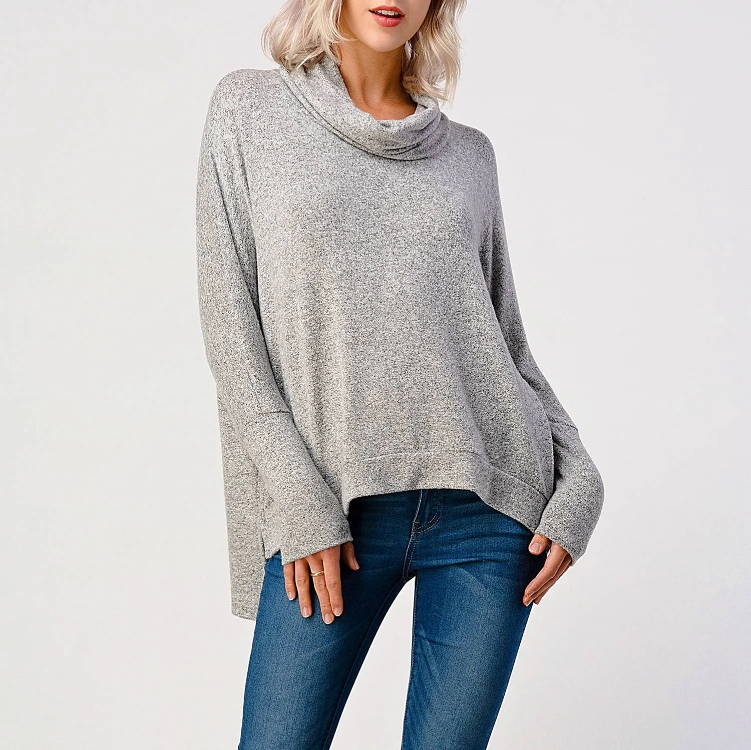 Gray Dolman Sleeve Top