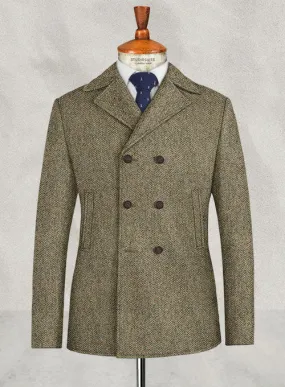 Harris Tweed Barley Brown Pea Coat