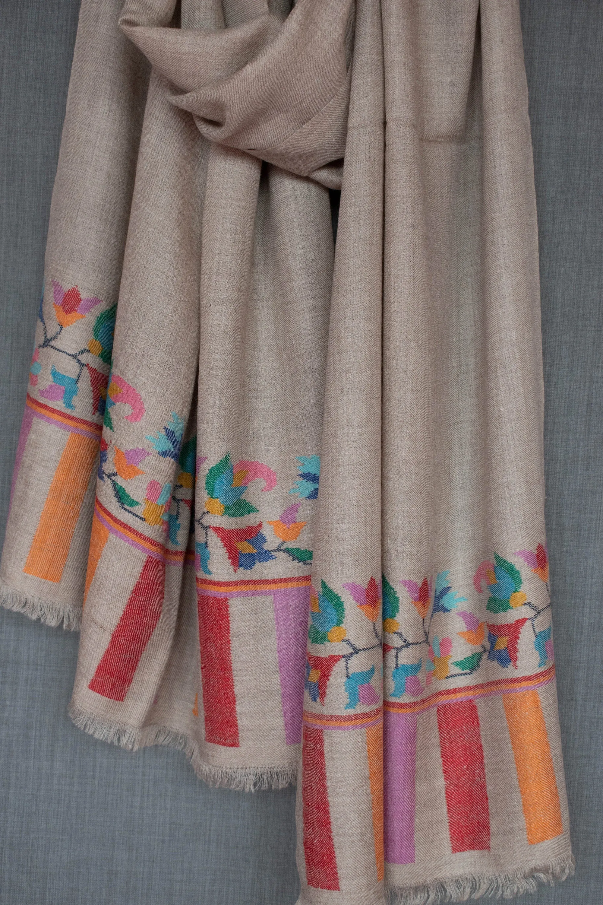 Helen Cashmere Scarf, Kani Wrap, Handwoven, Pure Pashmina, 28x80"