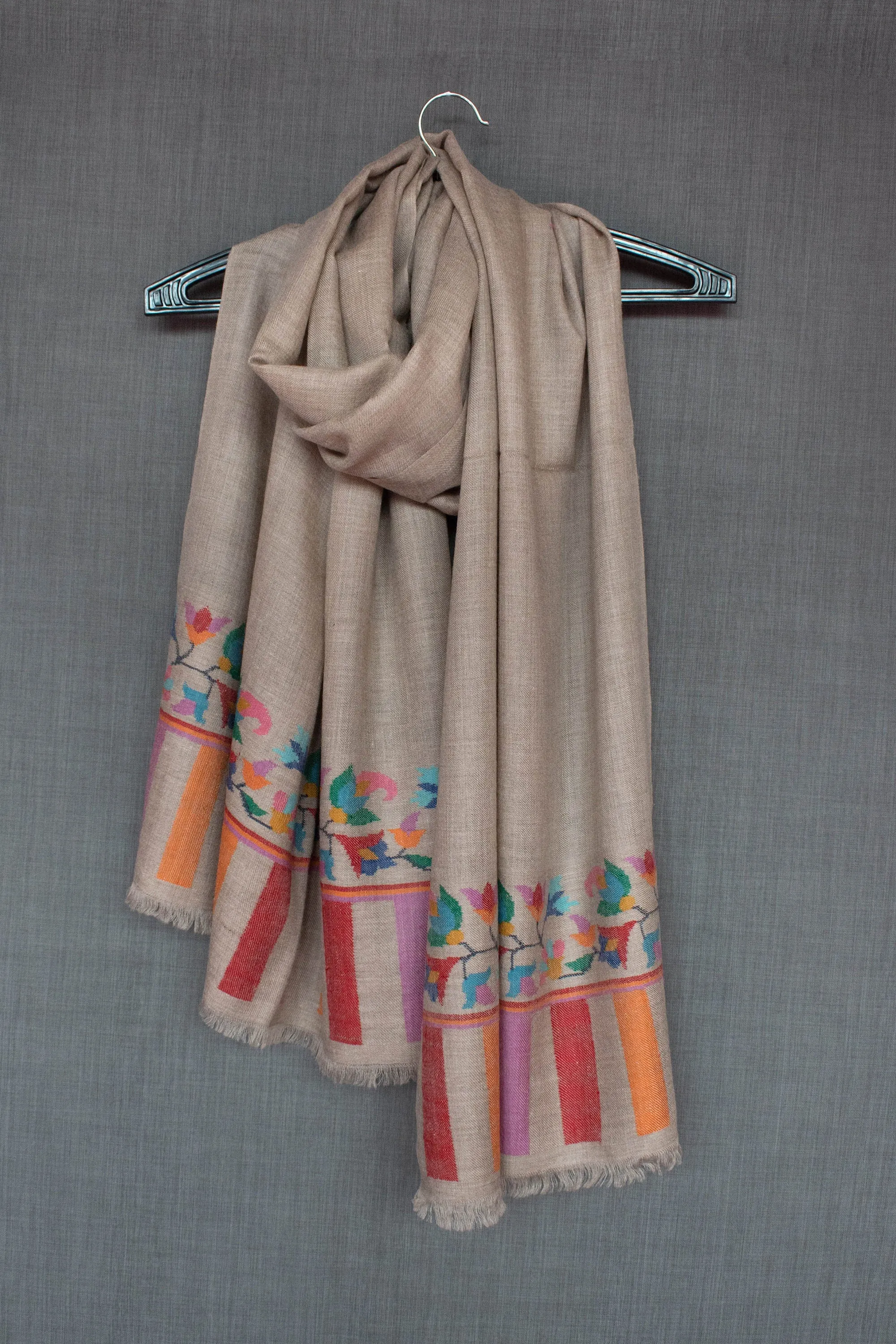 Helen Cashmere Scarf, Kani Wrap, Handwoven, Pure Pashmina, 28x80"