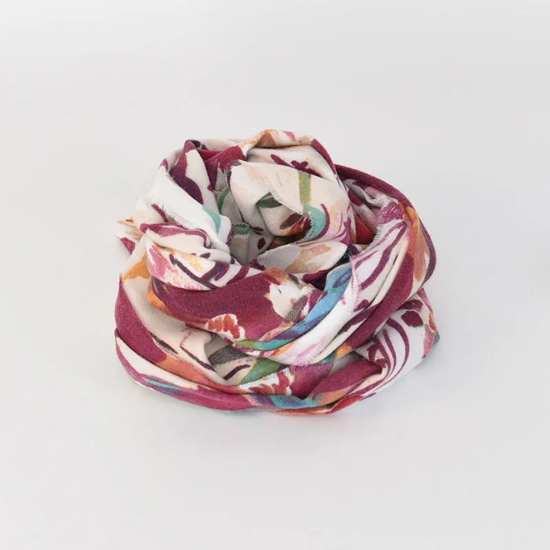 Hibiscus printed scarf, women's cashmere like scarf, warm and cold proof scarf, fresh and sweet shawl