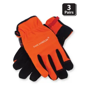 High Visibility Gloves, Fitted Wrists, Reinforced Palm and Knuckle (3 Pairs)