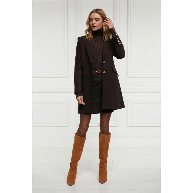 Holland Cooper Highgrove Ladies Tweed Coat - Chocolate Herringbone