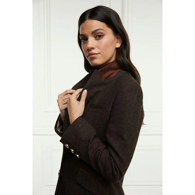 Holland Cooper Highgrove Ladies Tweed Coat - Chocolate Herringbone