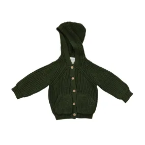 Hooded Knit Cardigan, Green