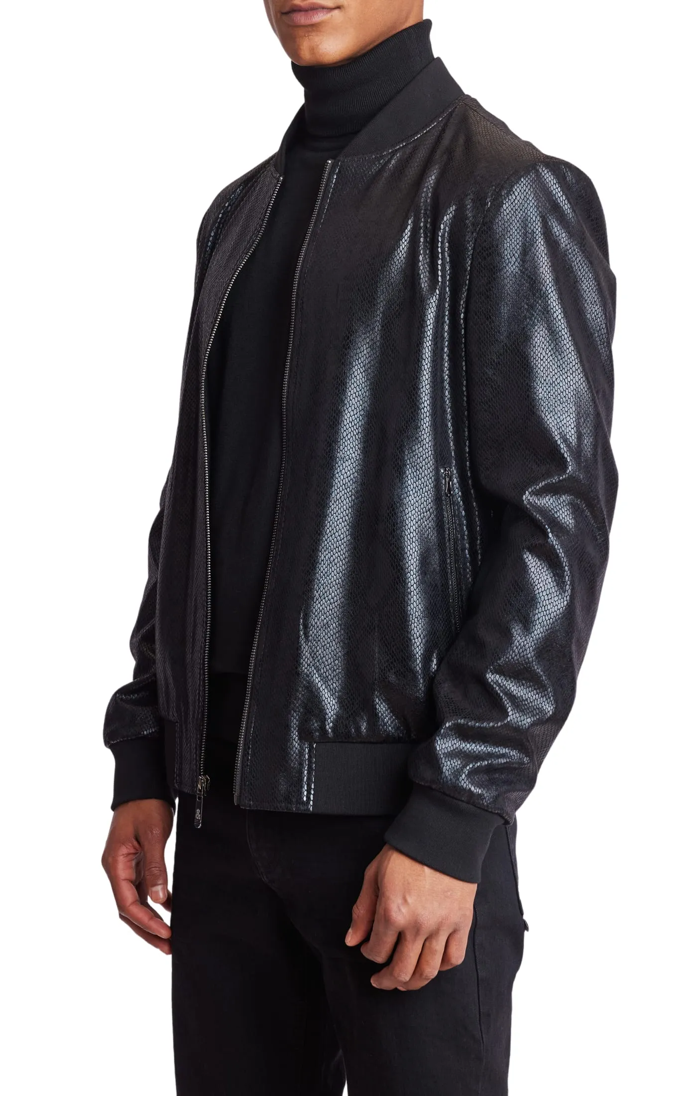 Hyde Bomber Jacket - slim - Black Snake