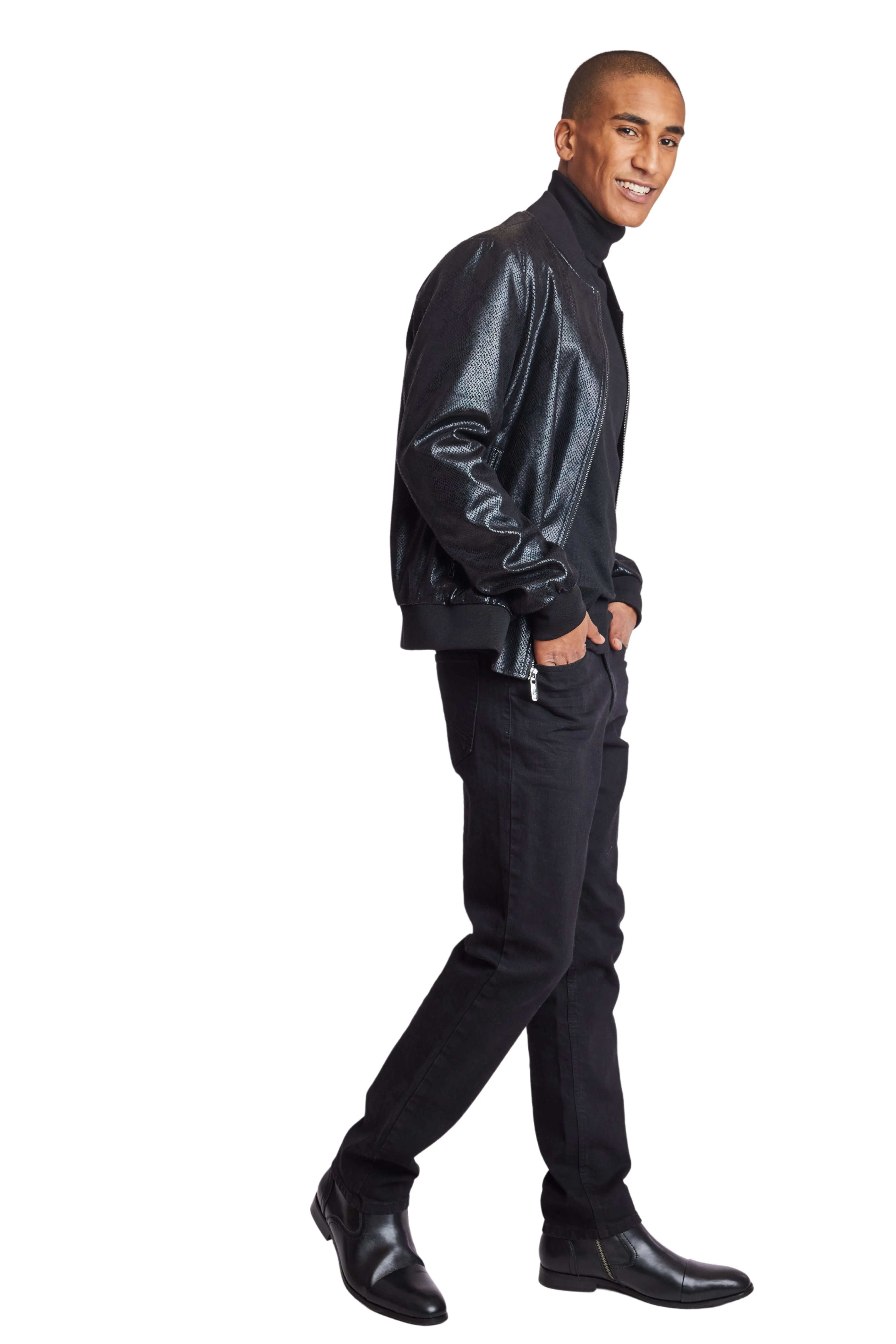 Hyde Bomber Jacket - slim - Black Snake