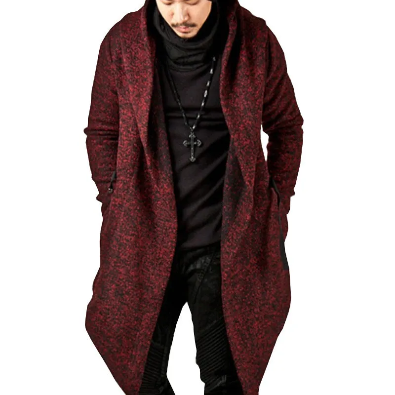 Jinquedai Steampunk Men Gothic Male Hooded Irregular Red Black Trench Vintage Mens Outerwear Cloak Fashion trench coat men