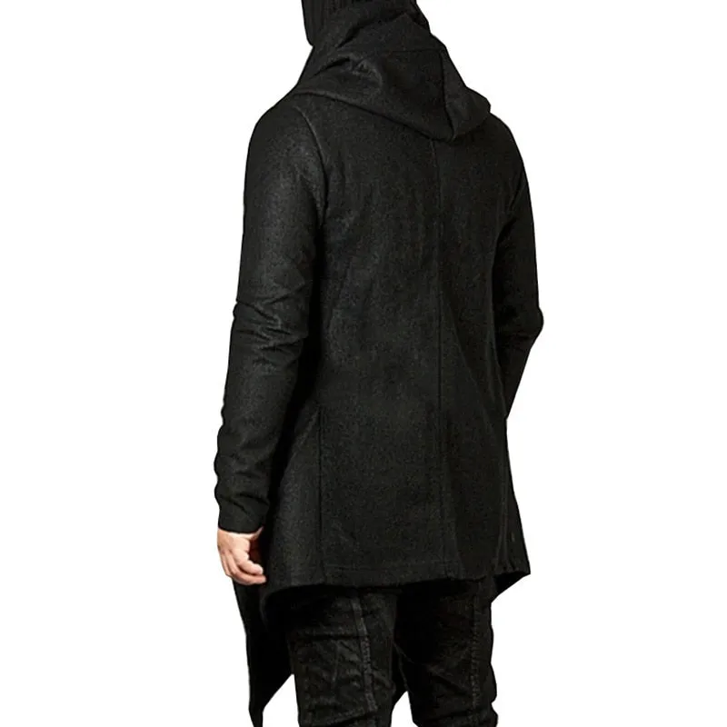 Jinquedai Steampunk Men Gothic Male Hooded Irregular Red Black Trench Vintage Mens Outerwear Cloak Fashion trench coat men