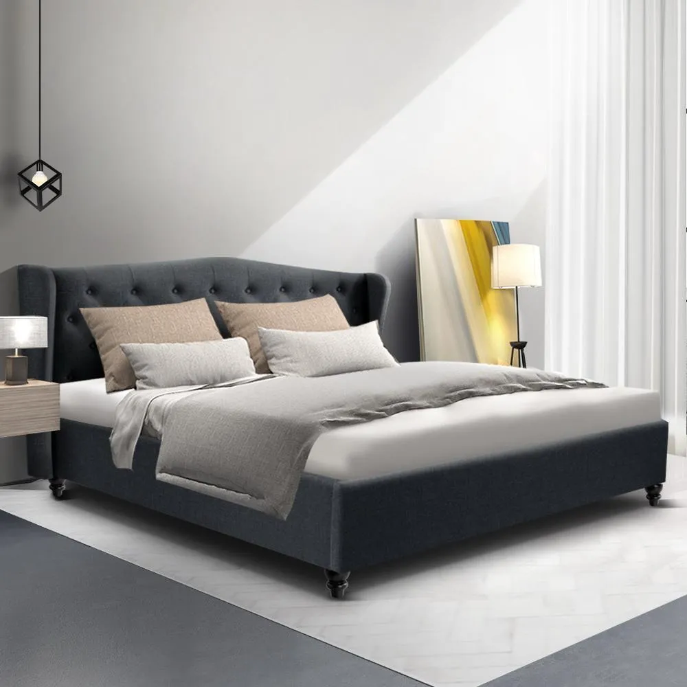 King Premium Package | Altona Bed Charcoal, Luna Series Euro Top Mattress (Medium Firm) & Bamboo Mattress Topper!