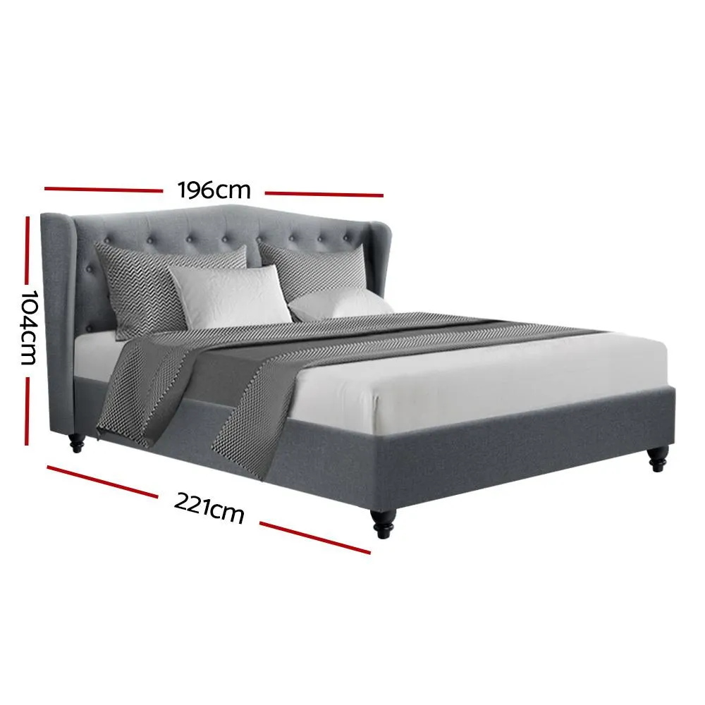 King Premium Package | Altona Bed Grey, Luna Series Euro Top Mattress (Medium Firm) & Bamboo Mattress Topper!