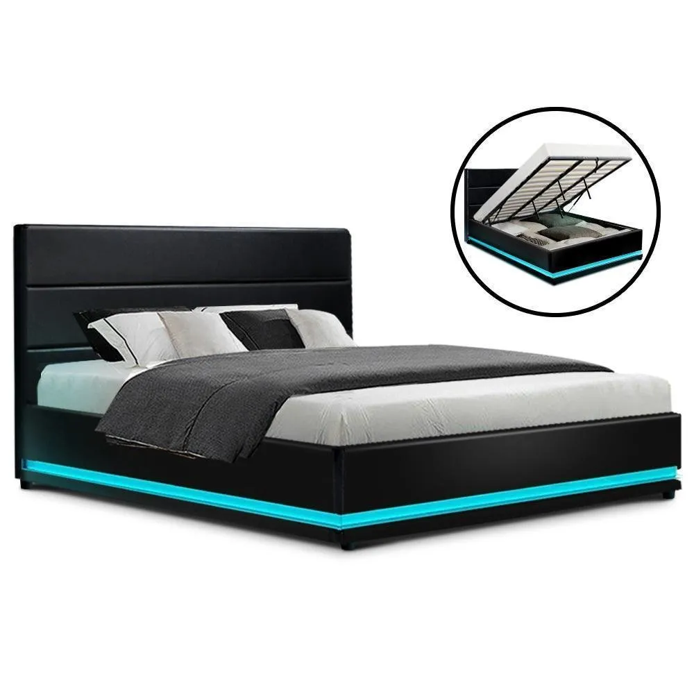 King Premium Package | Henley LED Bed Black, Luna Series Euro Top Mattress (Medium Firm) & Bamboo Mattress Topper!