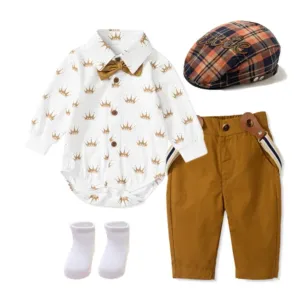 King Royal - Baby Boy Long Sleeve Suit Set , 4 Piece